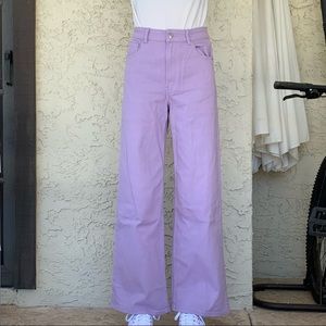 H&M PASTEL PURPLE WIDE LEG TWILL PANTS